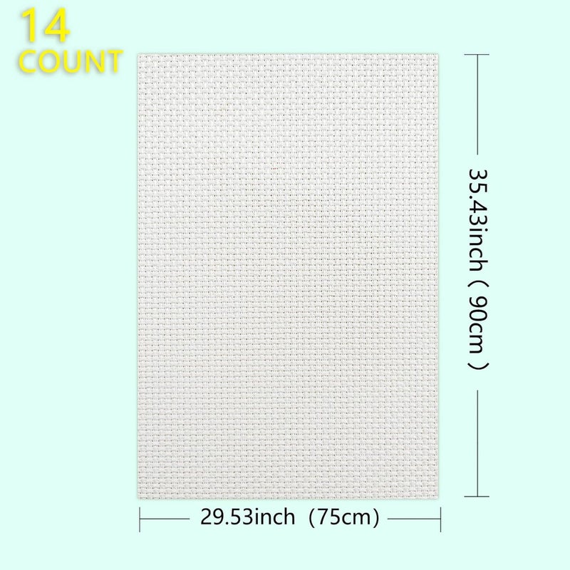 Zhenqing 14CT Aida Cloth - 30x35 Inch Cross Stitch Fabric for Embroidery, Pre-Cut Needlework Material, Acid-Free, Durable Weave(White) - Image 2